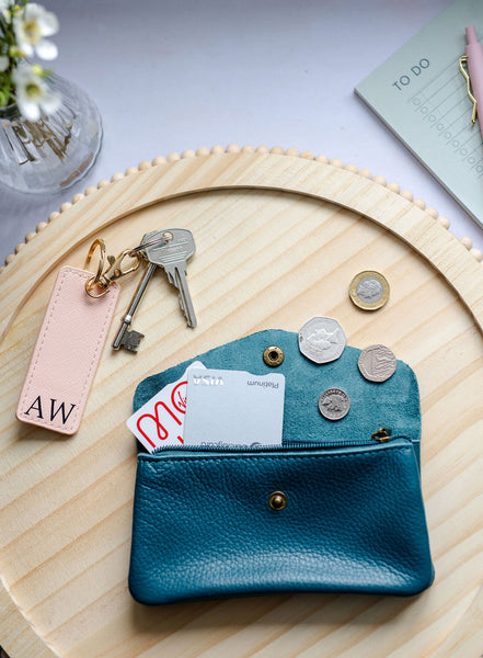 Teal Soft Leather Wide Purse