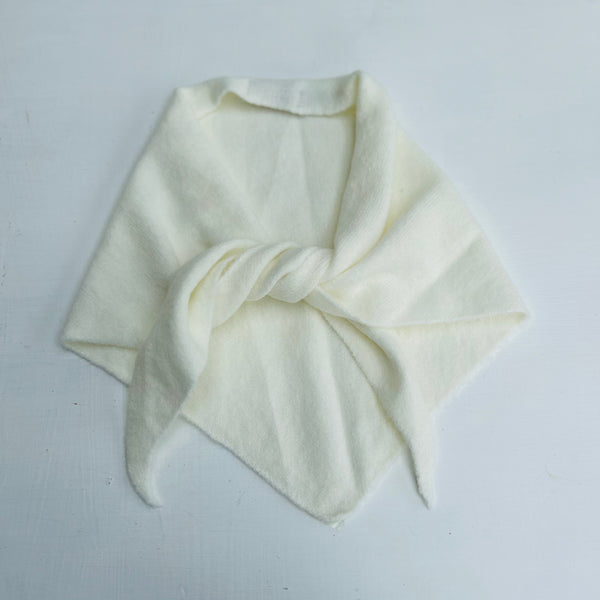 off white knotted triangle scarf on a white background