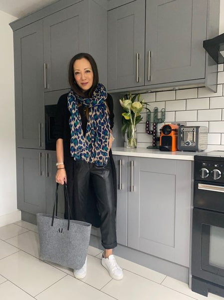 Jade Green and Navy Leopard Print Scarf
