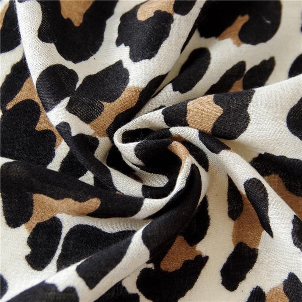 Beige and Stone Leopard Print Scarf