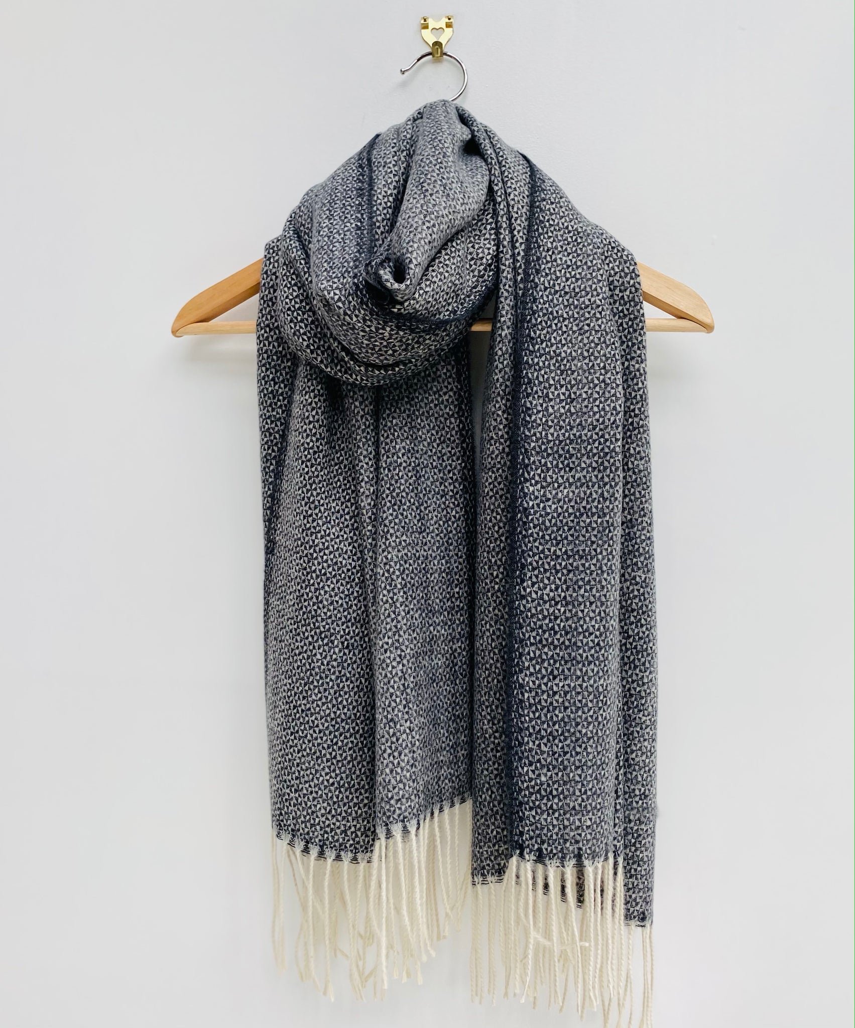 Black and Cream Geometric Blanket Scarf Alice s Wonders UK