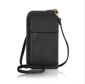 Black Leather Purse / Phone Crossbody