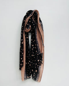 Black and Blush Stripe Leopard Print Scarf
