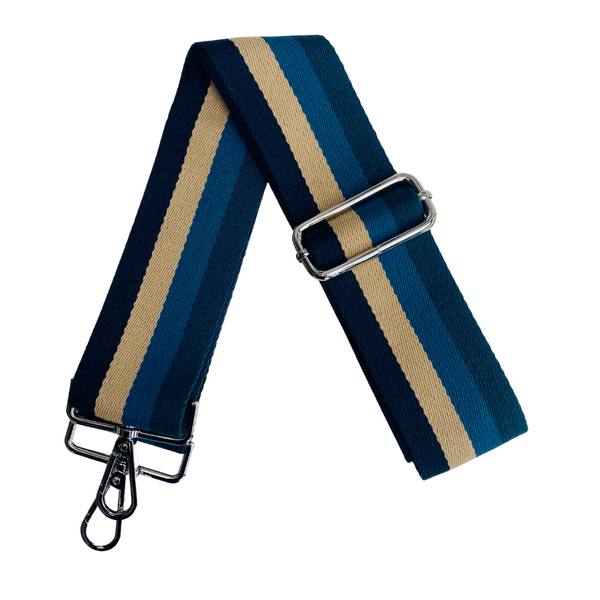 Blues and Stripe Bag Strap (silver hardware)