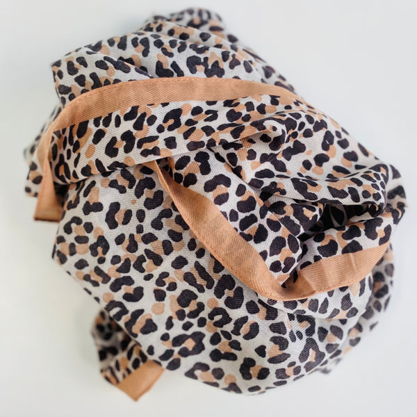 Blush and Black Leopard Print Scarf