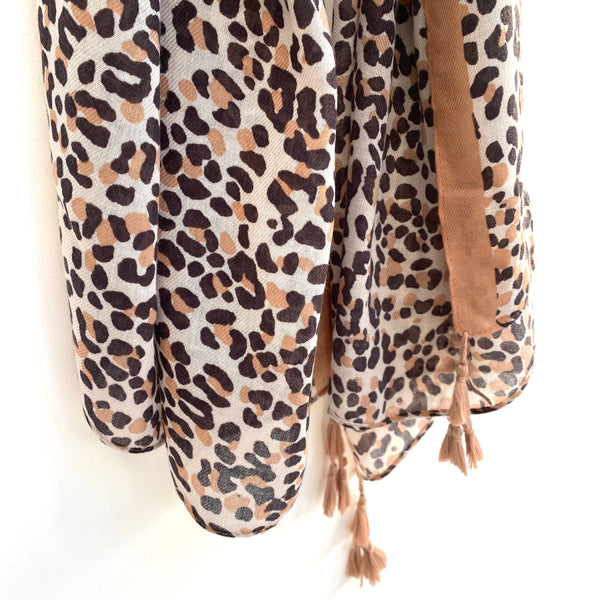Blush and Black Leopard Print Scarf
