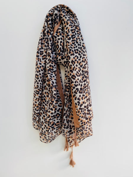 Blush and Black Leopard Print Scarf