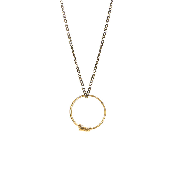 Brass Ribbon Hoop Pendant Necklace by Just Trade