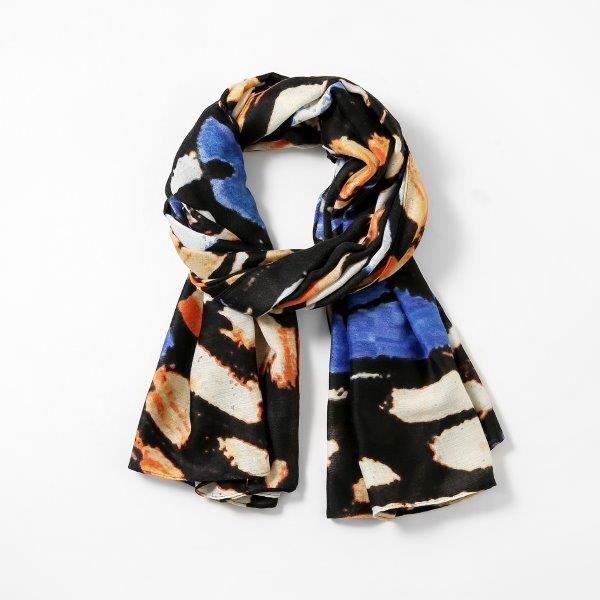 Black and Stone Butterfly Wings Print Scarf