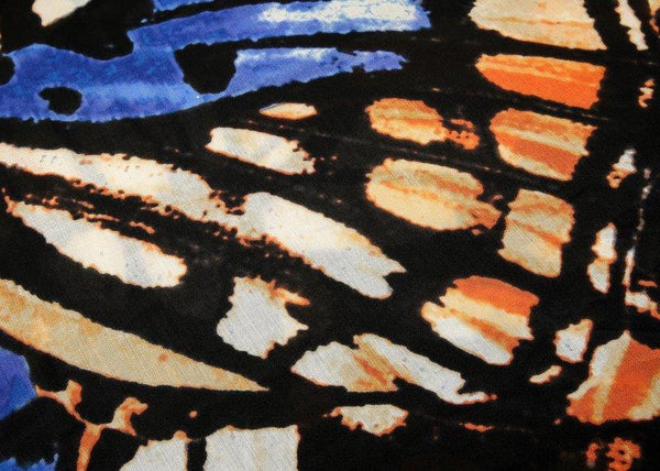 Black and Stone Butterfly Wings Print Scarf