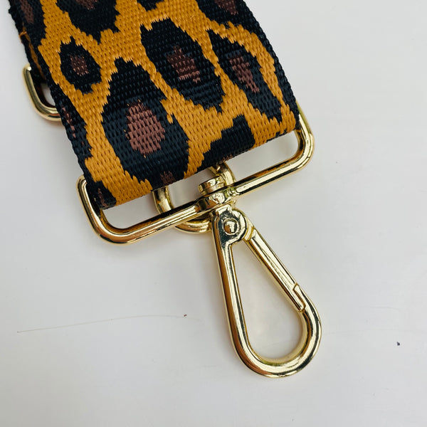 Camel and Black Animal Print Bag Strap