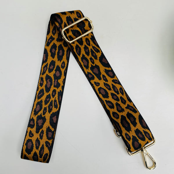 Camel and Black Animal Print Bag Strap