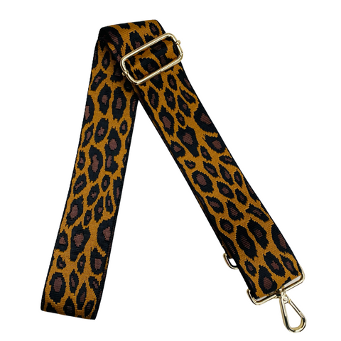 Camel and Black Animal Print Bag Strap