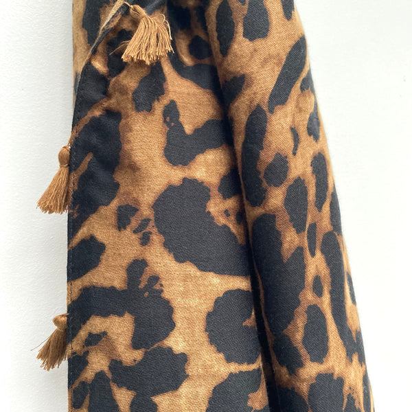 Classic Camel Leopard Print Scarf