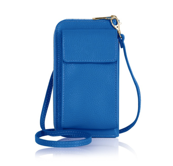 Cobalt Blue Leather Purse / Phone Crossbody