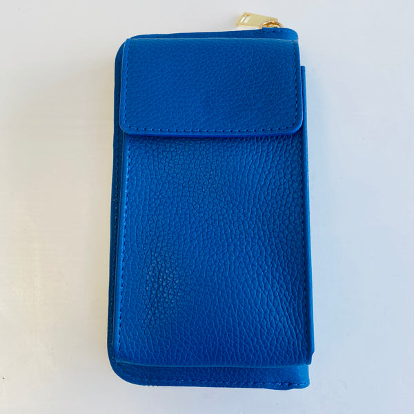 Cobalt Blue Leather Purse / Phone Crossbody
