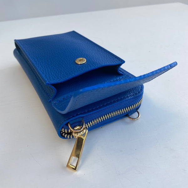 Cobalt Blue Leather Purse / Phone Crossbody