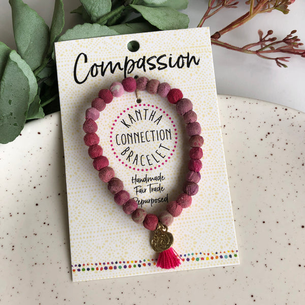 Pink Fabric Cause Bracelet - Compassion from WorldFinds