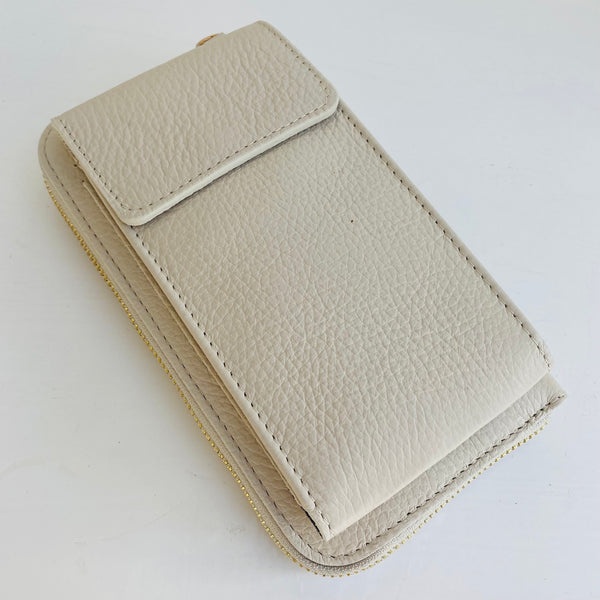 Cream Leather Purse / Phone Crossbody