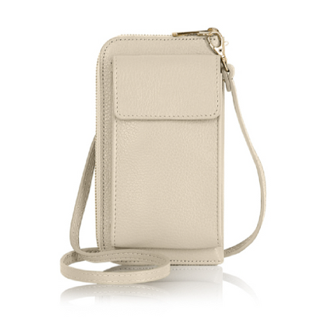 Cream Leather Purse / Phone Crossbody