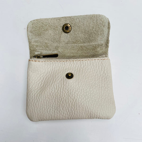 Cream Soft Leather Small Purse