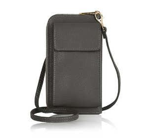 Dark Grey Leather Purse / Phone Crossbody