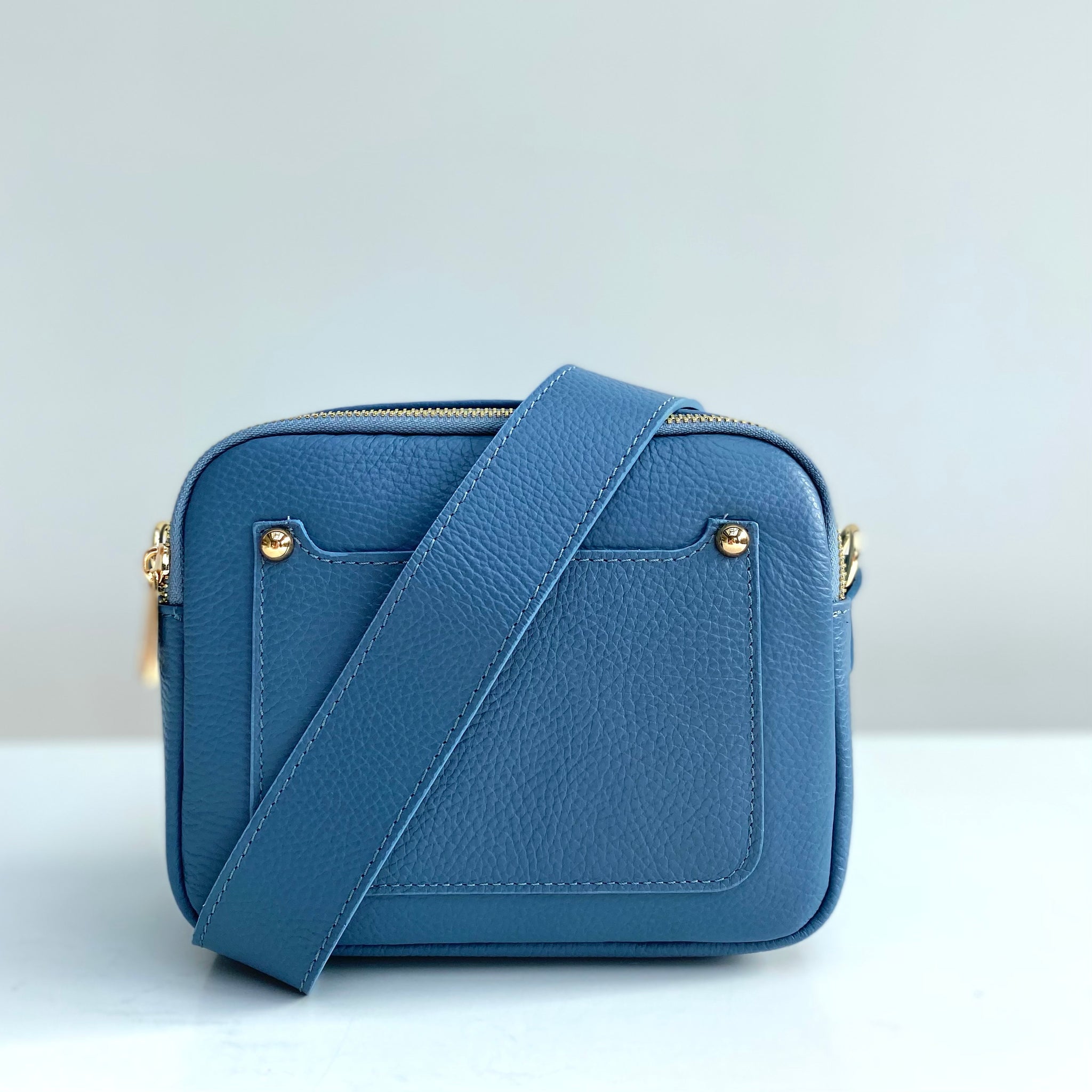 Denim Blue Leather Double Zip Cross Body Bag – Alice's Wonders UK