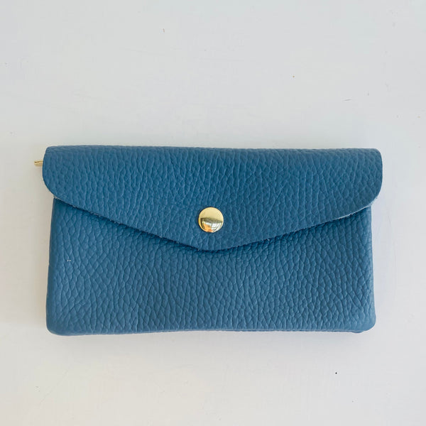 Denim Blue Soft Leather Wide Purse