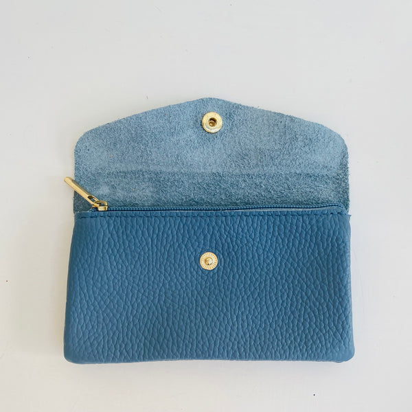 Denim Blue Soft Leather Wide Purse