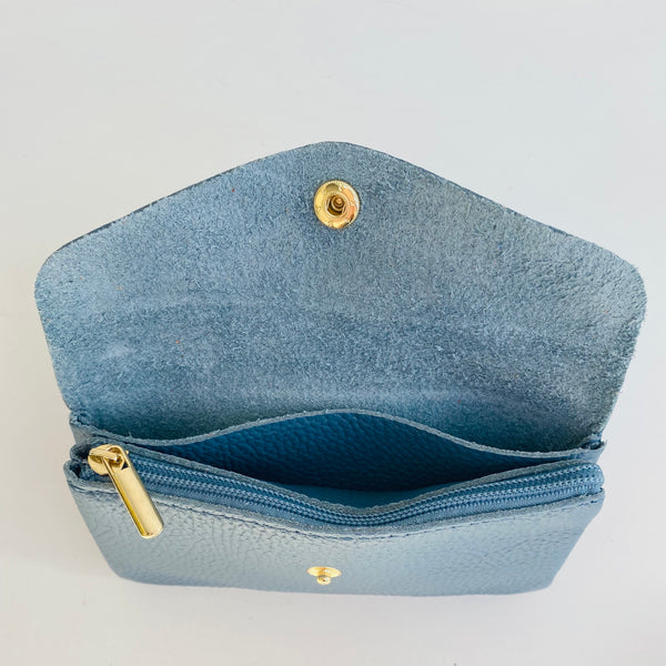 Denim Blue Soft Leather Wide Purse