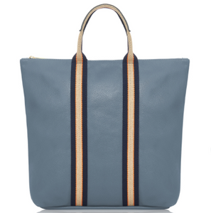 Denim Blue Leather Tote Backpack