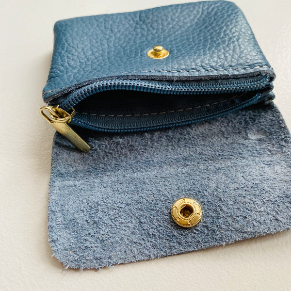 Denim Blue Soft Leather Small Purse