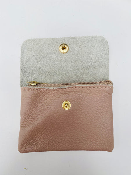 Rose Pink Soft Leather Small Purse Open View