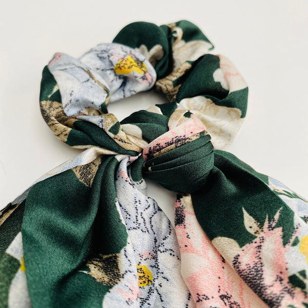 Caramel Floral Scarf Scrunchie