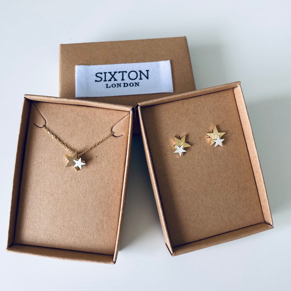 Gold and Silver Star Stud Earrings