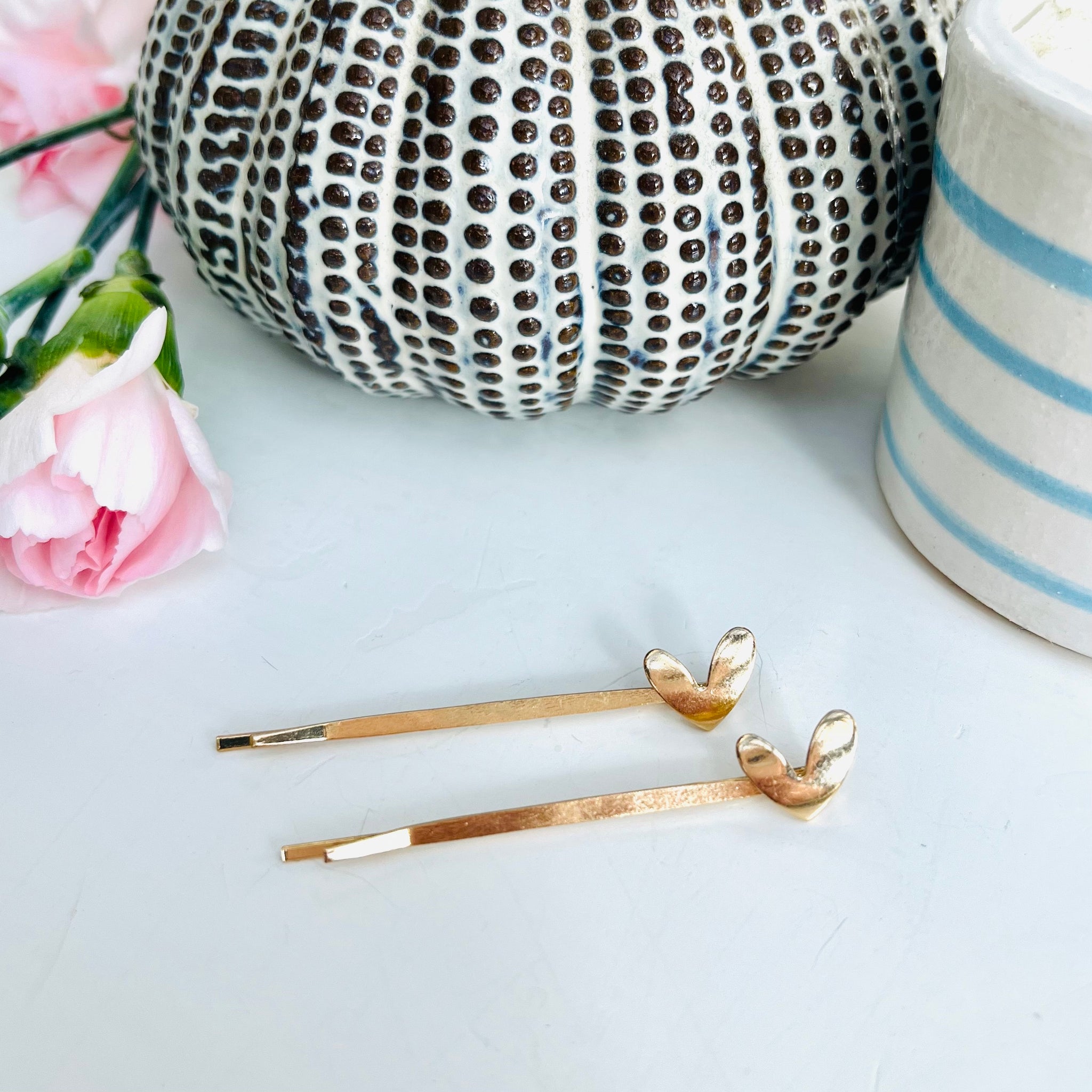 Gold Heart Hair Clip (Set of Two)