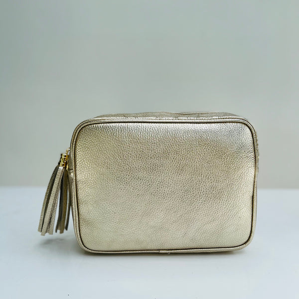 Gold Leather Large Tassel Cross Body Bag
