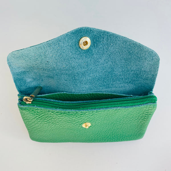 Green Soft Leather Wide Purse