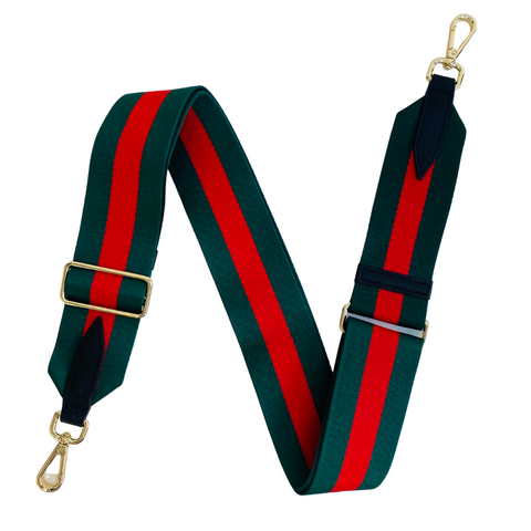 Green and Red Stripe Bag Strap