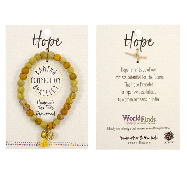 Yellow Kantha Fabric Connection Bracelet - Hope