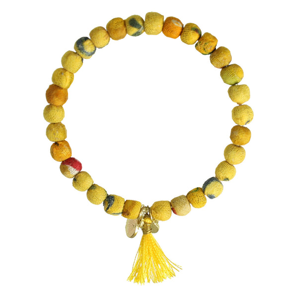 Yellow Kantha Fabric Connection Bracelet - Hope