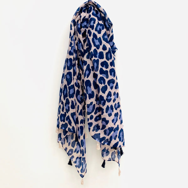 Lilac and Navy Leopard Print Scarf