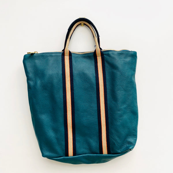 Teal Leather Tote Backpack
