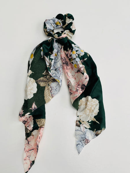 Caramel Floral Scarf Scrunchie