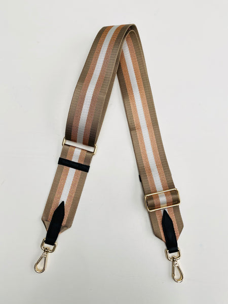 Rose Gold and Taupe Stripe Bag Strap