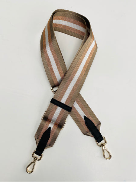 Rose Gold and Taupe Stripe Bag Strap