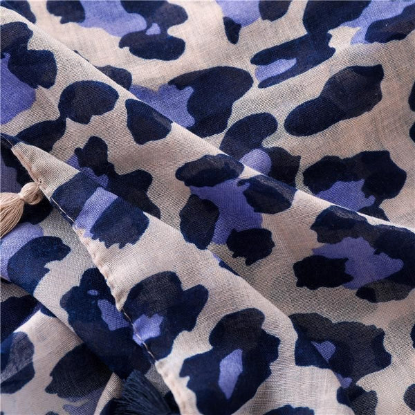 Lilac and Navy Leopard Print Scarf