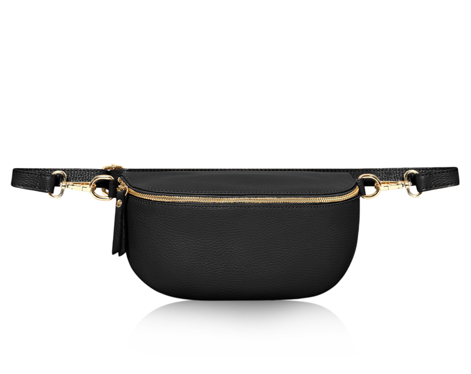 Black Leather Large Crossbody Bag