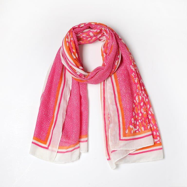 Bright Pink Spot and Animal Print Scarf - Lena Scarf from EcoStyle