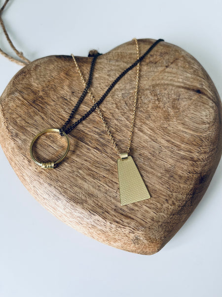 Ribbon Hoop and Maya Brass Pendant Necklace from Just Trade
